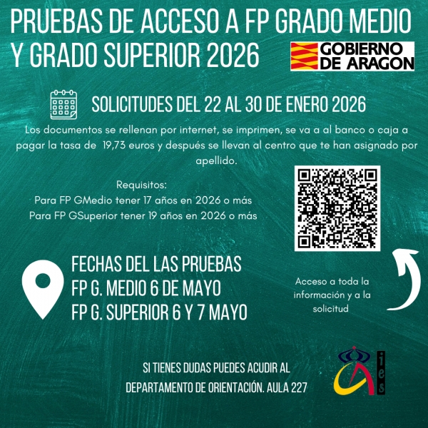 Información pruebas de acceso a FP 2026